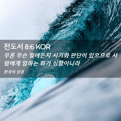 Picture 02 - 전도서 8:6 KOR - 무론 무슨 일에든지 시기와 판단이 - Bible Verse Picture