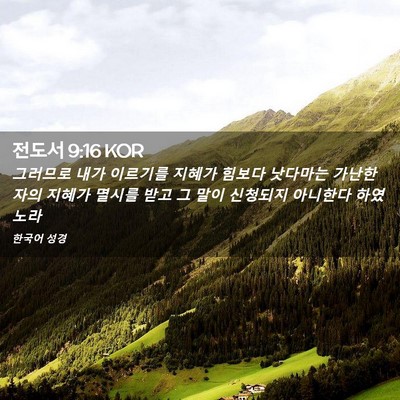 Picture 02 - 전도서 9:16 KOR - 그러므로 내가 이르기를 지혜가 - Bible Verse Picture