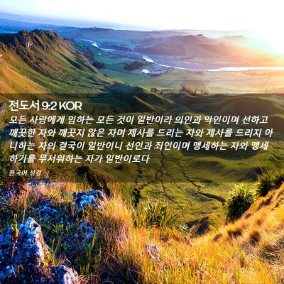 Picture 02 - 전도서 9:2 KOR - 모든 사람에게 임하는 모든 것이 - Bible Verse Picture