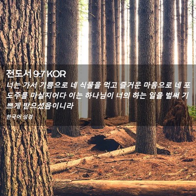 Picture 02 - 전도서 9:7 KOR - 너는 가서 기쁨으로 네 식물을 먹고 - Bible Verse Picture