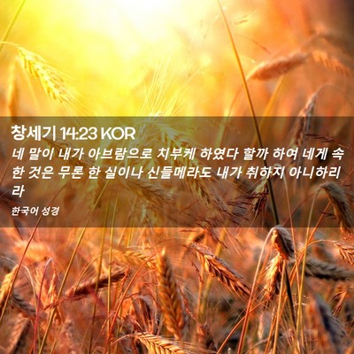 Picture 02 - 창세기 14:23 KOR - 네 말이 내가 아브람으로 치부케 - Bible Verse Picture