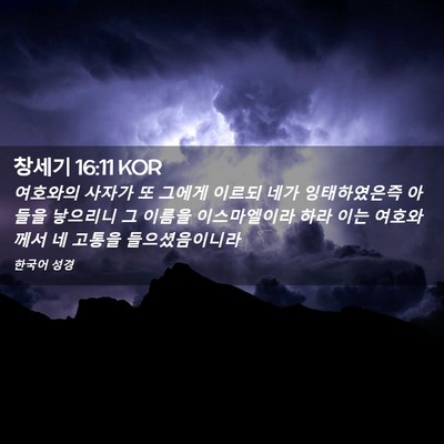 Picture 02 - 창세기 16:11 KOR - 여호와의 사자가 또 그에게 이르되 - Bible Verse Picture