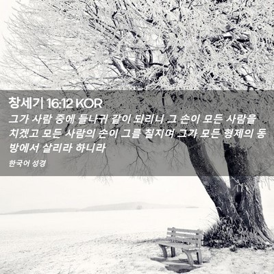 Picture 02 - 창세기 16:12 KOR - 그가 사람 중에 들나귀 같이 되리니 - Bible Verse Picture