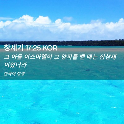 Picture 02 - 창세기 17:25 KOR - 그 아들 이스마엘이 그 양피를 벤 - Bible Verse Picture