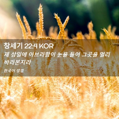 Picture 02 - 창세기 22:4 KOR - 제 삼일에 아브라함이 눈을 들어 - Bible Verse Picture