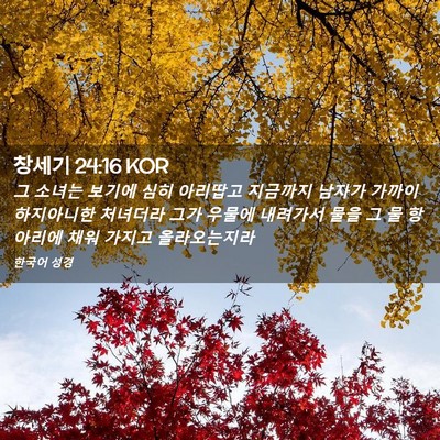 Picture 02 - 창세기 24:16 KOR - 그 소녀는 보기에 심히 아리땁고 - Bible Verse Picture