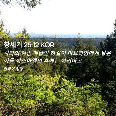 Picture 02 - 창세기 25:12 KOR - 사라의 여종 애굽인 하갈이 - Bible Verse Picture