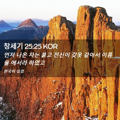 Picture 02 - 창세기 25:25 KOR - 먼저 나온 자는 붉고 전신이 갖옷 - Bible Verse Picture
