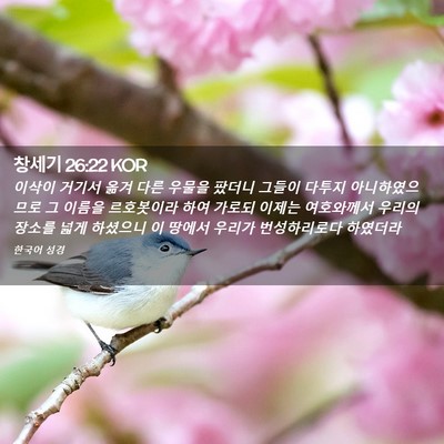 Picture 02 - 창세기 26:22 KOR - 이삭이 거기서 옮겨 다른 우물을 - Bible Verse Picture