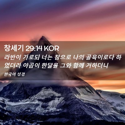 Picture 02 - 창세기 29:14 KOR - 라반이 가로되 너는 참으로 나의 - Bible Verse Picture