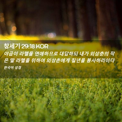 Picture 02 - 창세기 29:18 KOR - 야곱이 라헬을 연애하므로 대답하되 - Bible Verse Picture