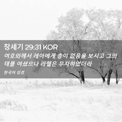 Picture 02 - 창세기 29:31 KOR - 여호와께서 레아에게 총이 없음을 - Bible Verse Picture