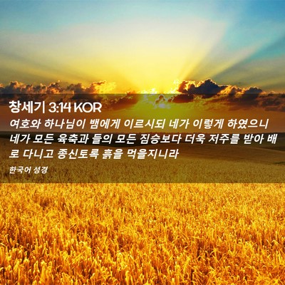 Picture 02 - 창세기 3:14 KOR - 여호와 하나님이 뱀에게 이르시되 - Bible Verse Picture