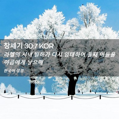 Picture 02 - 창세기 30:7 KOR - 라헬의 시녀 빌하가 다시 잉태하여 - Bible Verse Picture