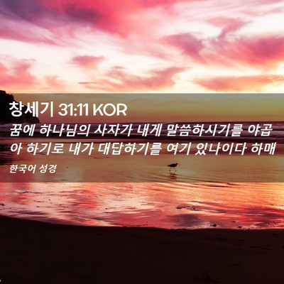 Picture 02 - 창세기 31:11 KOR - 꿈에 하나님의 사자가 내게 - Bible Verse Picture