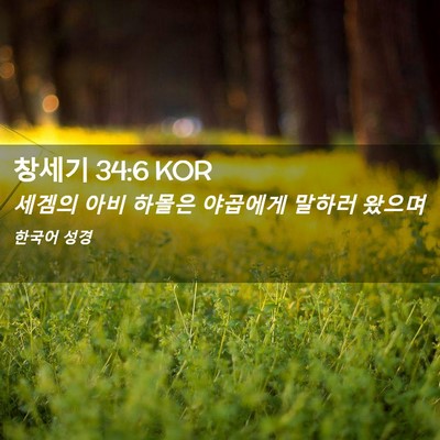 Picture 02 - 창세기 34:6 KOR - 세겜의 아비 하몰은 야곱에게 말하러 - Bible Verse Picture