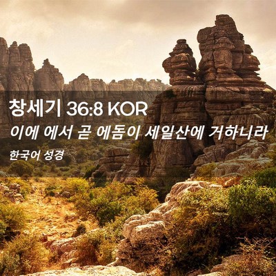 Picture 02 - 창세기 36:8 KOR - 이에 에서 곧 에돔이 세일산에 - Bible Verse Picture