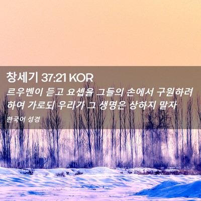 Picture 02 - 창세기 37:21 KOR - 르우벤이 듣고 요셉을 그들의 손에서 - Bible Verse Picture