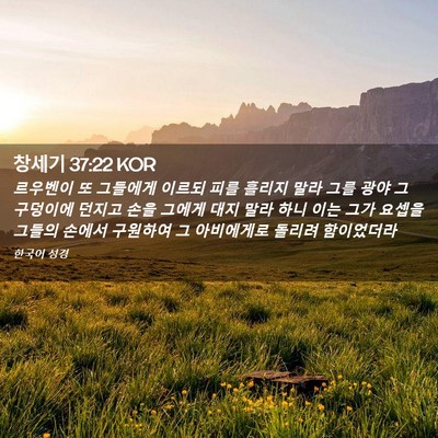 Picture 02 - 창세기 37:22 KOR - 르우벤이 또 그들에게 이르되 피를 - Bible Verse Picture