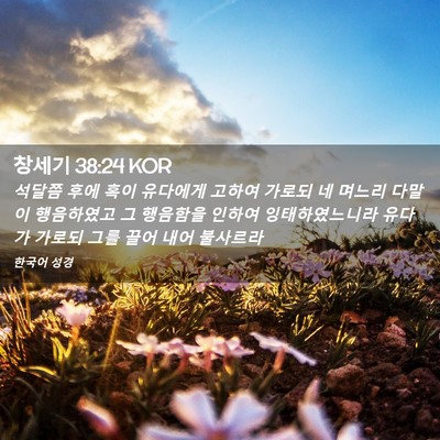 Picture 02 - 창세기 38:24 KOR - 석달쯤 후에 혹이 유다에게 고하여 - Bible Verse Picture