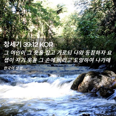 Picture 02 - 창세기 39:12 KOR - 그 여인이 그 옷을 잡고 가로되 나와 - Bible Verse Picture