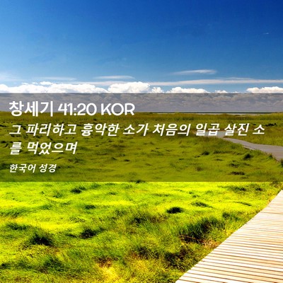 Picture 02 - 창세기 41:20 KOR - 그 파리하고 흉악한 소가 처음의 - Bible Verse Picture