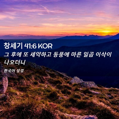 Picture 02 - 창세기 41:6 KOR - 그 후에 또 세약하고 동풍에 마른 - Bible Verse Picture