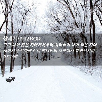 Picture 02 - 창세기 44:12 KOR - 그가 나이 많은 자에게서부터 - Bible Verse Picture