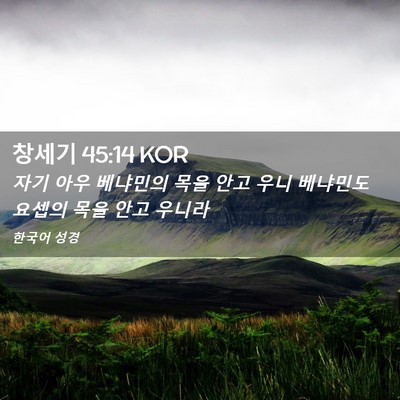 Picture 02 - 창세기 45:14 KOR - 자기 아우 베냐민의 목을 안고 우니 - Bible Verse Picture