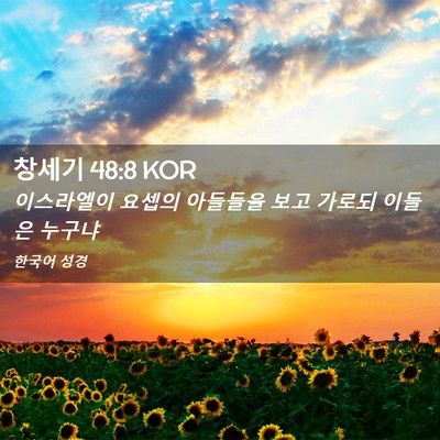 Picture 02 - 창세기 48:8 KOR - 이스라엘이 요셉의 아들들을 보고 - Bible Verse Picture