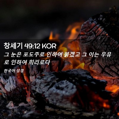 Picture 02 - 창세기 49:12 KOR - 그 눈은 포도주로 인하여 붉겠고 그 - Bible Verse Picture
