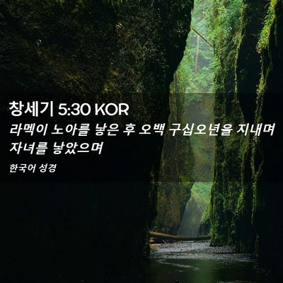 Picture 02 - 창세기 5:30 KOR - 라멕이 노아를 낳은 후 오백 - Bible Verse Picture