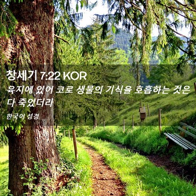 Picture 02 - 창세기 7:22 KOR - 육지에 있어 코로 생물의 기식을 - Bible Verse Picture