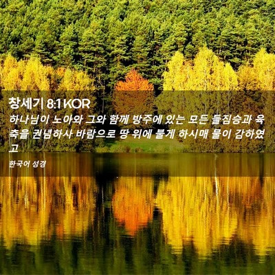 Picture 02 - 창세기 8:1 KOR - 하나님이 노아와 그와 함께 방주에 - Bible Verse Picture