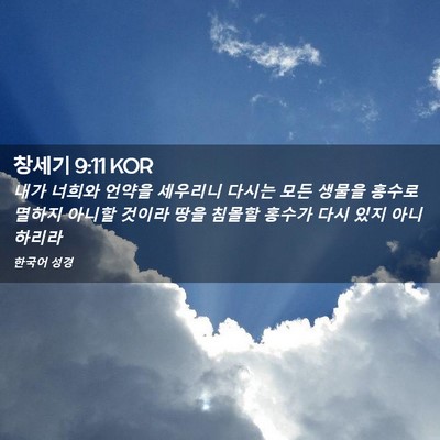 Picture 02 - 창세기 9:11 KOR - 내가 너희와 언약을 세우리니 다시는 - Bible Verse Picture
