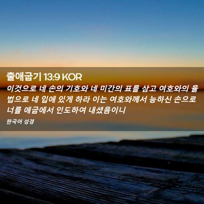 Picture 02 - 출애굽기 13:9 KOR - 이것으로 네 손의 기호와 네 미간의 - Bible Verse Picture