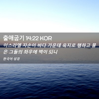 Picture 02 - 출애굽기 14:22 KOR - 이스라엘 자손이 바다 가운데 육지로 - Bible Verse Picture