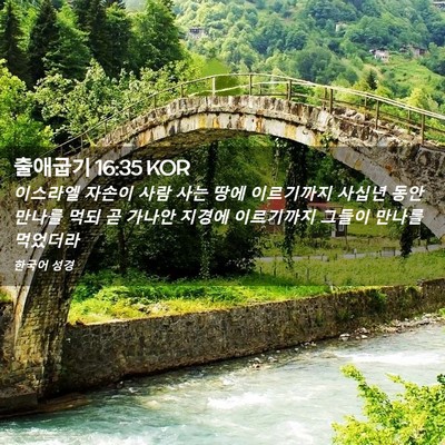 Picture 02 - 출애굽기 16:35 KOR - 이스라엘 자손이 사람 사는 땅에 - Bible Verse Picture
