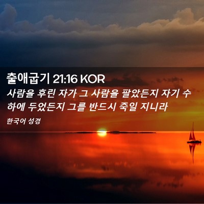 Picture 02 - 출애굽기 21:16 KOR - 사람을 후린 자가 그 사람을 - Bible Verse Picture