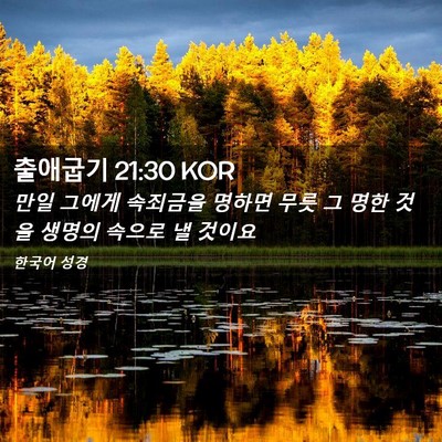 Picture 02 - 출애굽기 21:30 KOR - 만일 그에게 속죄금을 명하면 무릇 - Bible Verse Picture