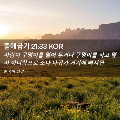 Picture 02 - 출애굽기 21:33 KOR - 사람이 구덩이를 열어 두거나 - Bible Verse Picture