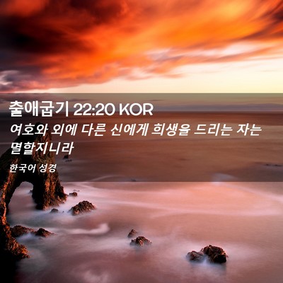 Picture 02 - 출애굽기 22:20 KOR - 여호와 외에 다른 신에게 희생을 - Bible Verse Picture