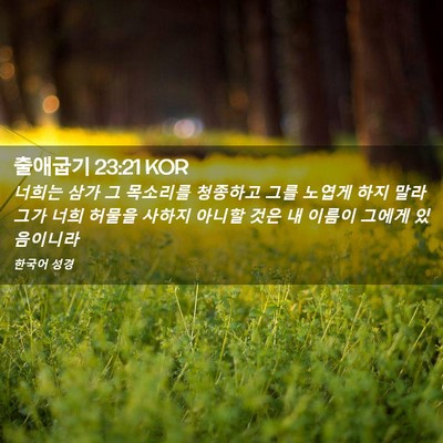 Picture 02 - 출애굽기 23:21 KOR - 너희는 삼가 그 목소리를 청종하고 - Bible Verse Picture