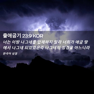 Picture 02 - 출애굽기 23:9 KOR - 너는 이방 나그네를 압제하지 말라 - Bible Verse Picture