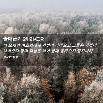 Picture 02 - 출애굽기 24:2 KOR - 너 모세만 여호와에게 가까이 - Bible Verse Picture
