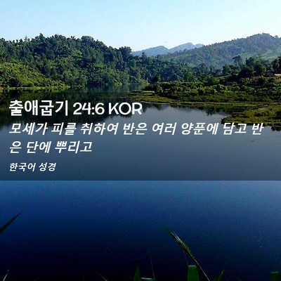 Picture 02 - 출애굽기 24:6 KOR - 모세가 피를 취하여 반은 여러 - Bible Verse Picture
