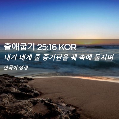 Picture 02 - 출애굽기 25:16 KOR - 내가 네게 줄 증거판을 궤 속에 - Bible Verse Picture