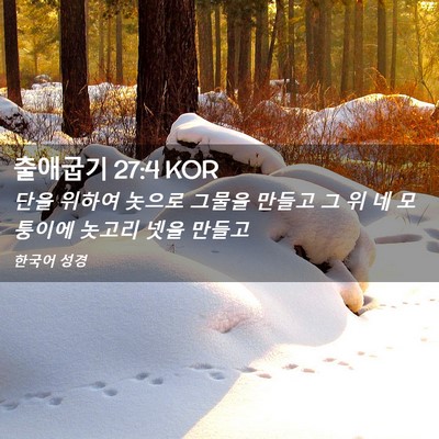 Picture 02 - 출애굽기 27:4 KOR - 단을 위하여 놋으로 그물을 만들고 - Bible Verse Picture