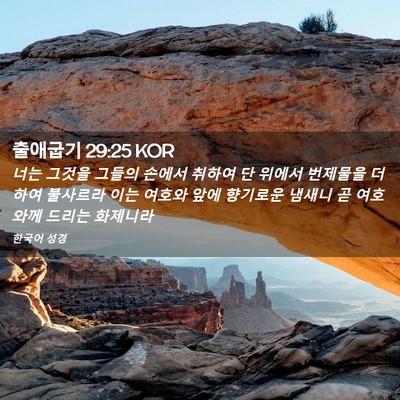 Picture 02 - 출애굽기 29:25 KOR - 너는 그것을 그들의 손에서 취하여 - Bible Verse Picture
