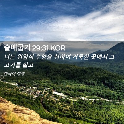 Picture 02 - 출애굽기 29:31 KOR - 너는 위임식 수양을 취하여 거룩한 - Bible Verse Picture